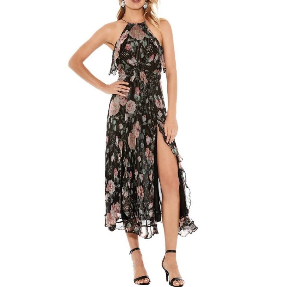 Zimmerman Master Flute Silk Dress Size:1(US:4) Ruffle GoldThread Front Slit $750
